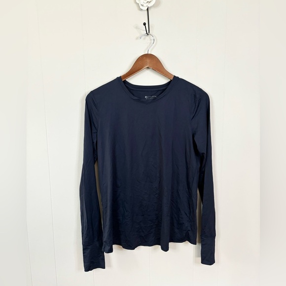 Athleta navy blue sunlover UPF tulip back long sleeve top size SM - Picture 1 of 5